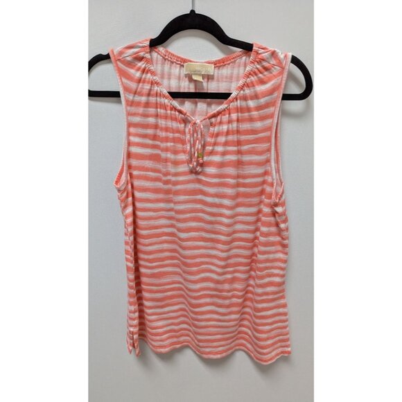 Michael Kors Tops - Michael Kors Coral/White Striped Sleeveless Blouse